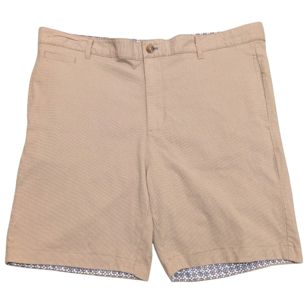 TAILORBYRD Men's Tan Textured Golf Shorts with Patterned Liner Size 40x32